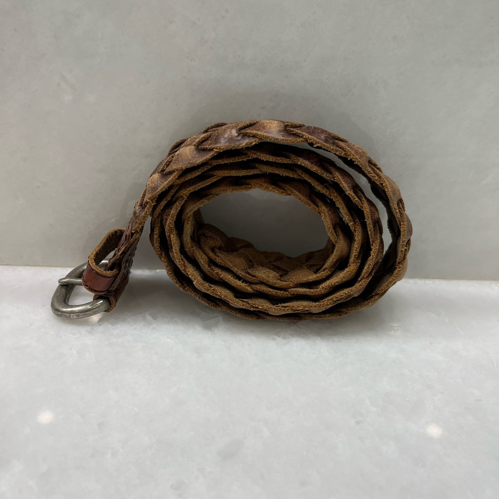American Eagle brown leather braided belt size XS